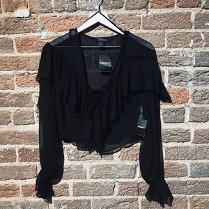 Black Ruffle Blouse